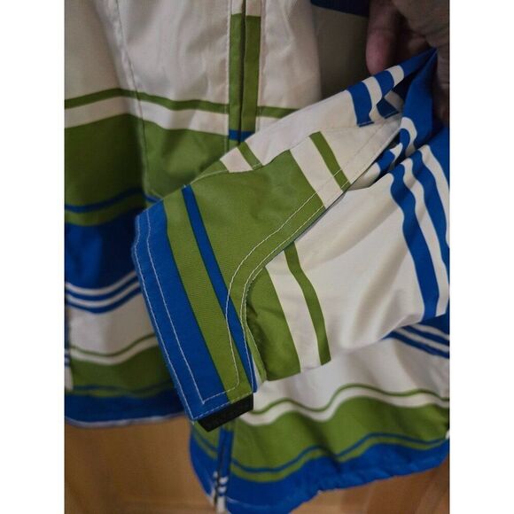 Sessions Terrain Striped Jacket Green & Blue Hooded Waterproof skiing snowboard - Picture 4 of 16